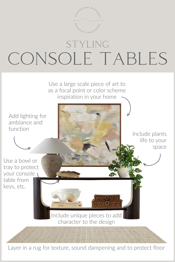 This organic modern console table combines statement artwork, warm lighting, natural greenery, decorative accessories, and layered textures to create a welcoming focal point. Whether you're decorating an entryway, hallway, or living room, this designer styling formula adds warmth, personality, and visual balance without overwhelming the space.

I've linked all of the decor, artwork, lighting, books, and accessories used in this look so you can recreate the design in your own home. Save this inspiration for your next decorating project and shop the complete console table styling collection below. 

 #LTKHome