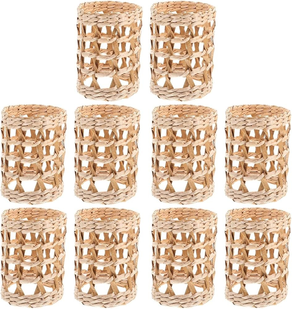 Yardwe Woven Glass Vase Sleeve,10PCS Wicker Woven Cup Holders Rattan Bottle Cover Table Centerpie... | Amazon (US)