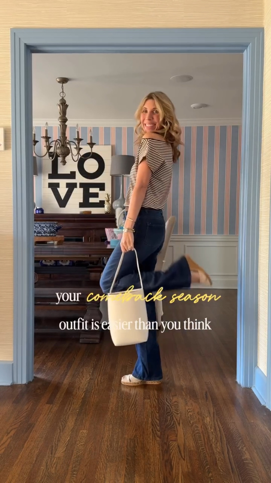 If you’ve been living in athleisure for the last few years (no judgment, because I used to too), but your comeback season is calling - it can start with something as simple as a great pair of jeans, a striped tee, and a scarf. It doesn’t have to be anything expensive - my top, scarf, and bag are all from Amazon. 

Wearing a small in the top!

#over40style #yourcomebackseason #findyourstyle