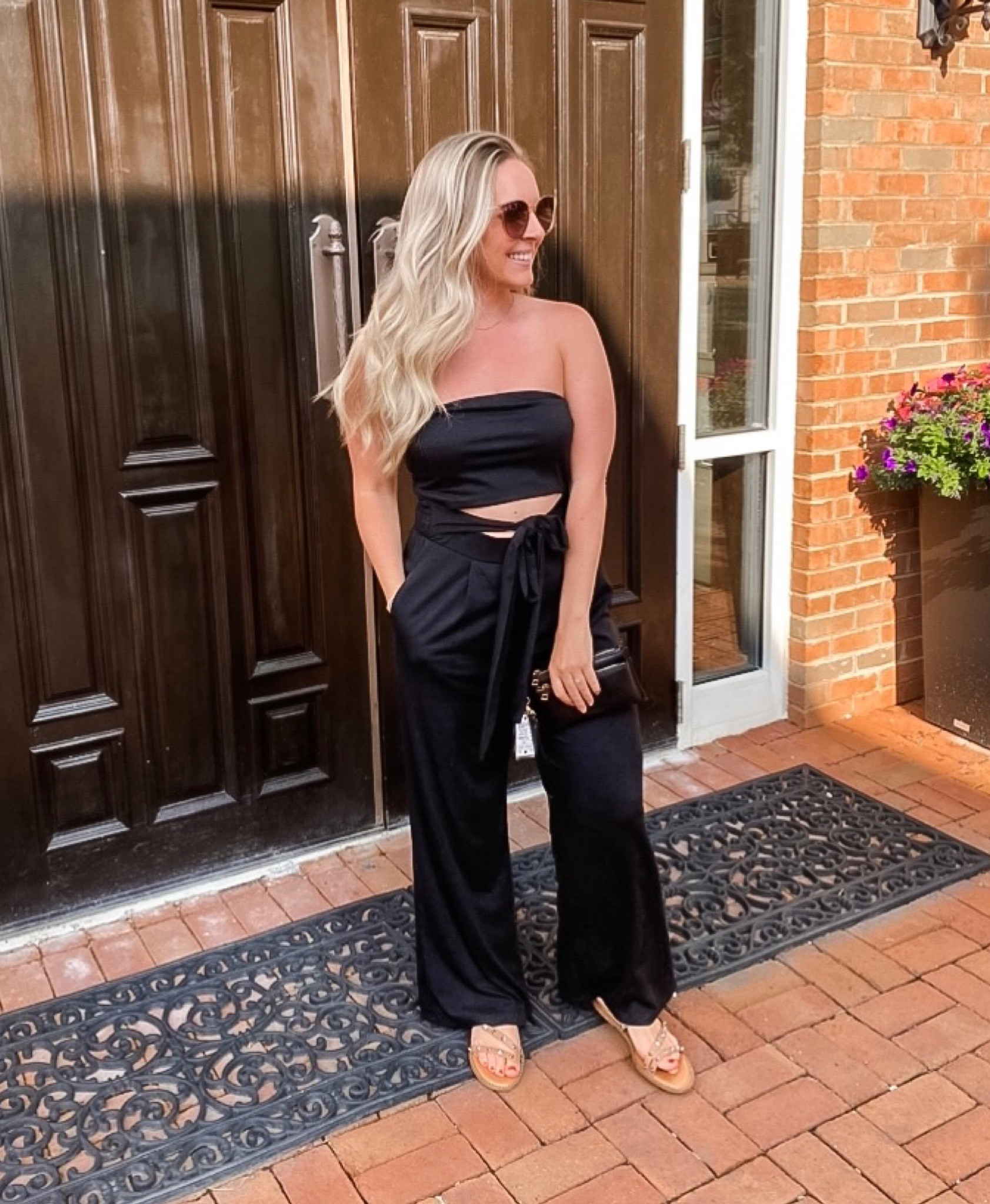Jumpsuit with pockets 
Wearing a small with plenty of room! 

Favorite sunglasses 🕶️ 
Studded sandal 

#LTKunder100 #LTKstyletip #LTKunder50