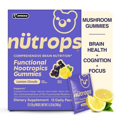 Nütrops By Grüns Low Sugar Functional Nootropics for Brain Health Mushroom Gummies - 240g/12 Servings | Target