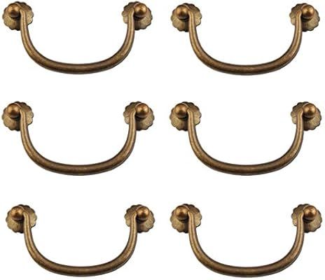 Txinmin 6 Pack Traditional Bail Cabinet Hardware Handle Pull Antique Brass Drawer Pull, 3-6/7 Inc... | Amazon (US)