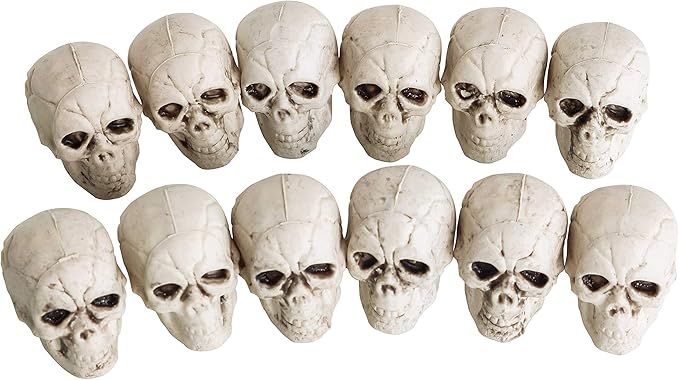HALLOWEEN HAUNTERS 12 Piece Bag of 2" Mini Skulls Haunted House Party Prop Decorations - Scary Re... | Amazon (US)