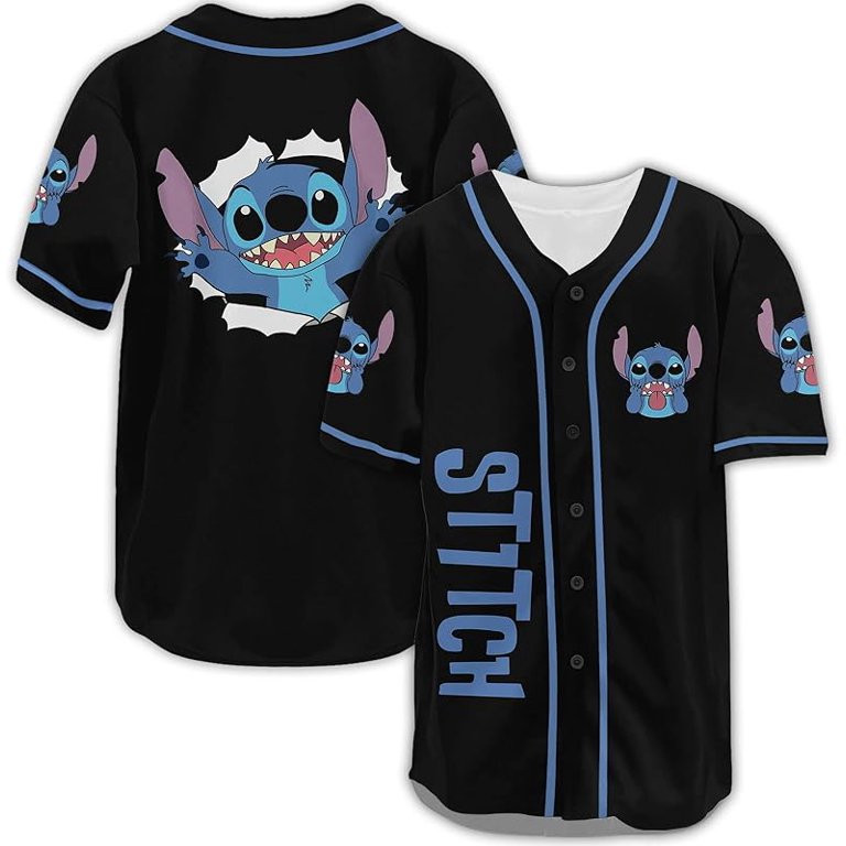 Cute Stitch Baseball Jersey, Movie Character Jersey Button Down Shirt, Birthday Gifts for Cartoon... | Walmart (US)