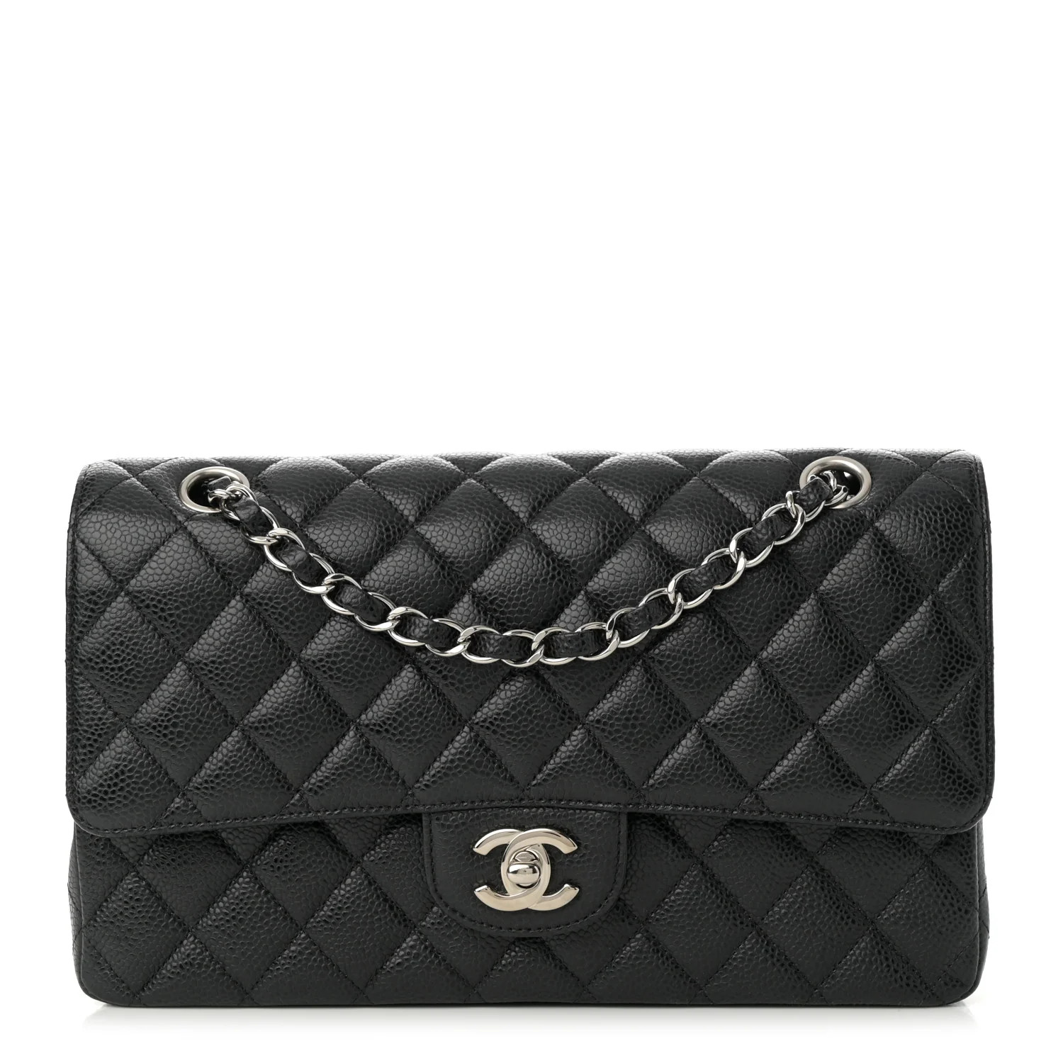 Caviar Quilted Medium Double Flap Black | FASHIONPHILE (US)
