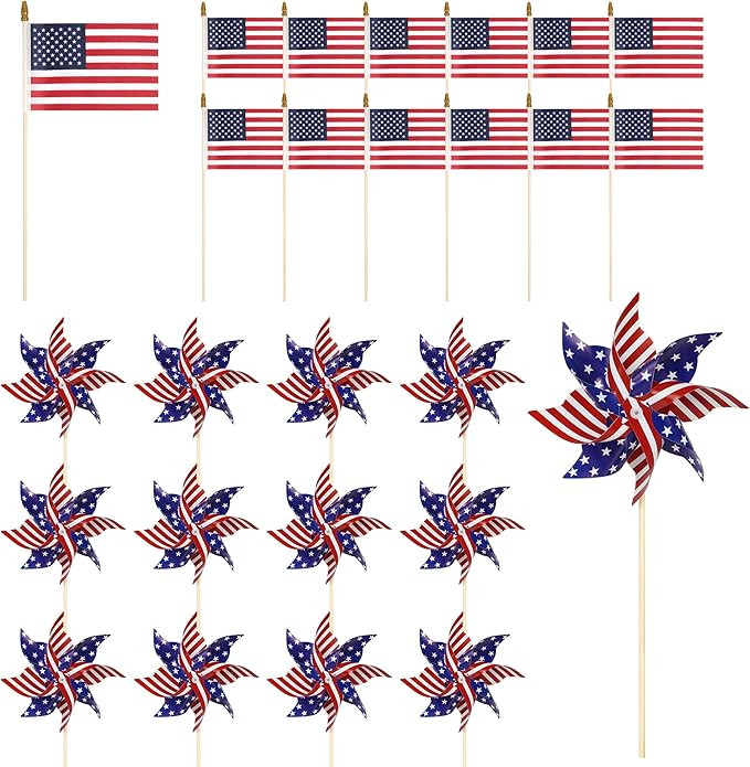HOOSUN 4th of July Decorations American Flag Patriotic Pinwheels, 24 Pack Fourth of July Outdoor ... | Amazon (US)