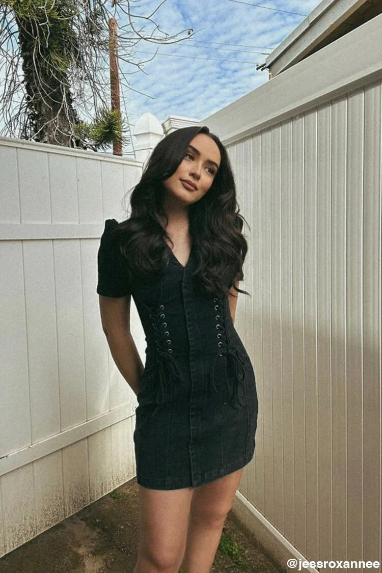 Lace-Up Denim Mini Dress | Forever 21 (US)