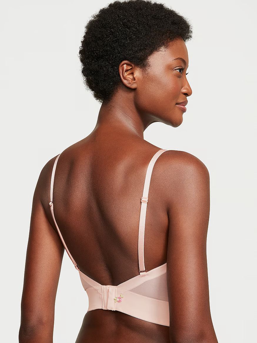 Rosebud Embroidery Unlined Strapless Plunge-Back Corset Top | Victoria's Secret (US / CA )