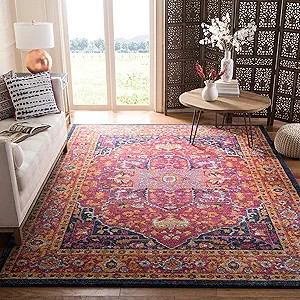 SAFAVIEH Evoke Collection 8' x 10' Fuchsia / Orange EVK275S Oriental Medallion Distressed Non-She... | Amazon (US)