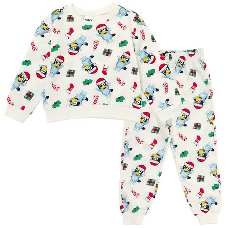 Bluey Christmas Fleece Sweatshirt and Jogger Pants Outfit Set Toddler to Big Kid | Walmart (US)
