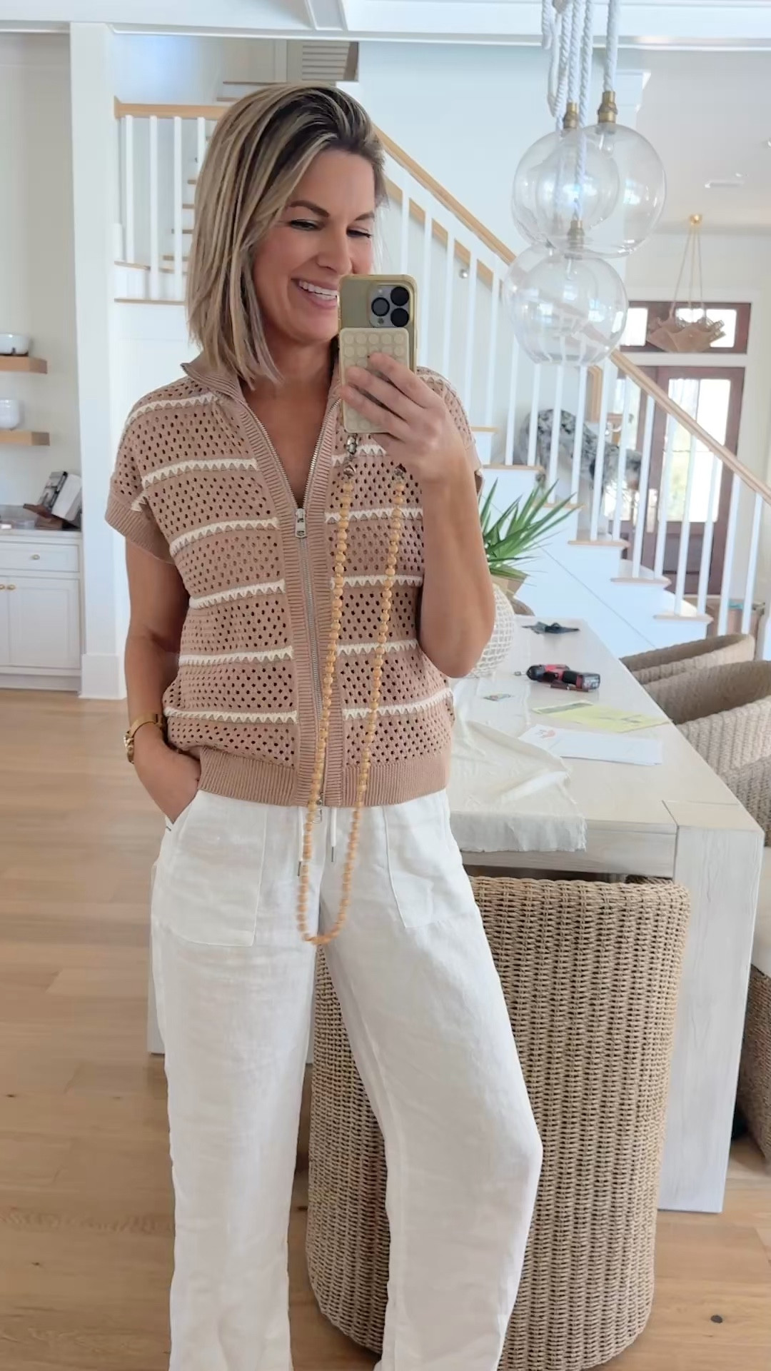 I have the tall inseam in these linen pants.  They are the best. I have the white and the undyed. They wash so well!  Wearing small in the top. I am 5’11”.  

#LTKTall #LTKootd #LTKSaleAlert