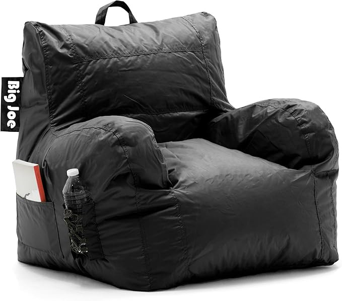 Big Joe Dorm Bean Bag Chair with Drink Holder and Pocket, Black Smartmax, 3ft | Amazon (US)