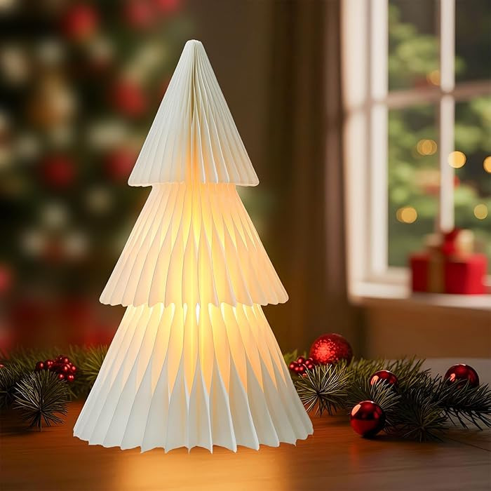 19.7in Giant Light Up Honeycomb Paper Christmas Tree, Indoor Christmas Decorations and Holiday Ce... | Amazon (US)