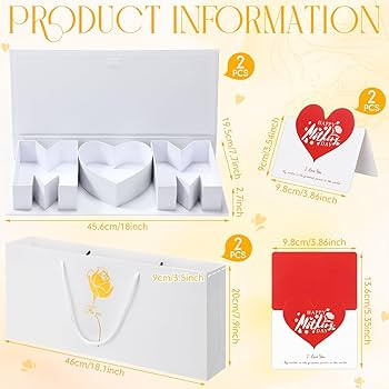 Ctosree 2 Sets Mother's Day Mom Flower Gift Box with 18'' x 7.7'' x 2.7'' Empty MOM Letter Shaped... | Amazon (US)