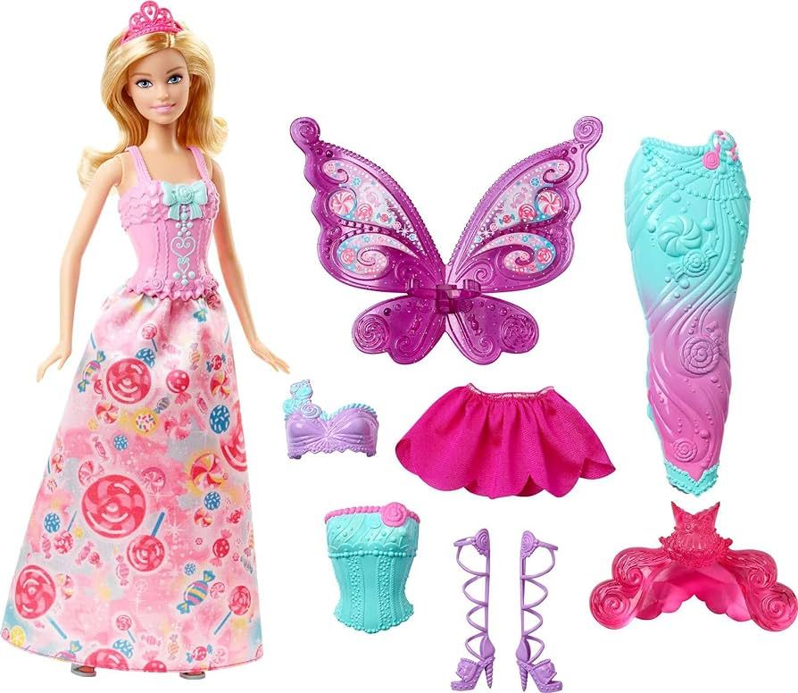 Barbie Fairytale Doll, Dress-Up Set with Candy-Inspired Barbie Clothes and Accessories like Fairy... | Amazon (US)