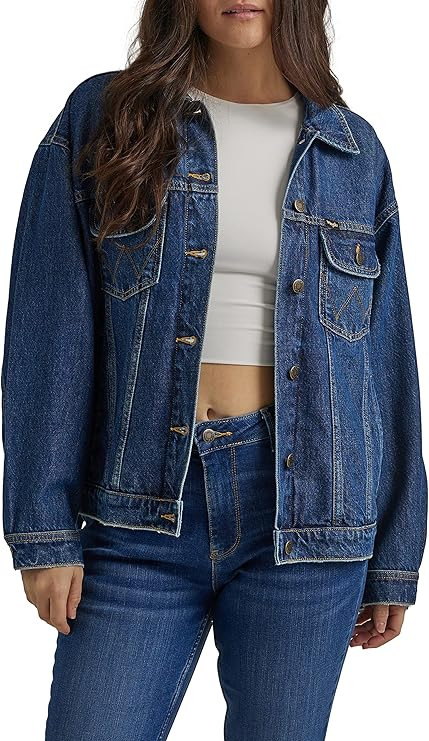 Wrangler Women's Relaxed Fit Girlfriend Denim Jacket | Amazon (US)