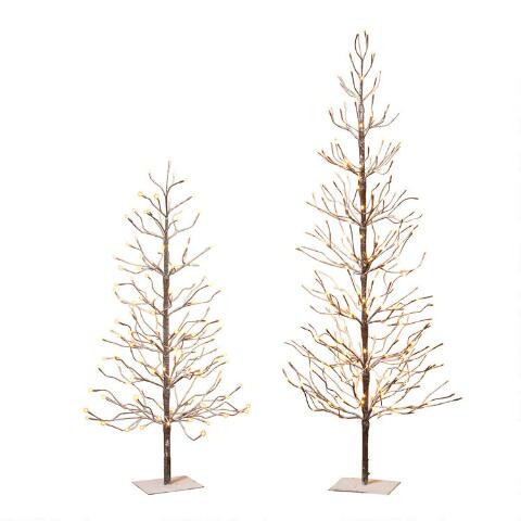 Snowy Brown Pre Lit Micro LED Electric Artificial Tree | World Market