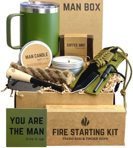Man Box, Gift Box for Men- Birthday Gifts for Men, Mens Gift Basket, Gifts for Him- Cool Camping ... | Amazon (US)