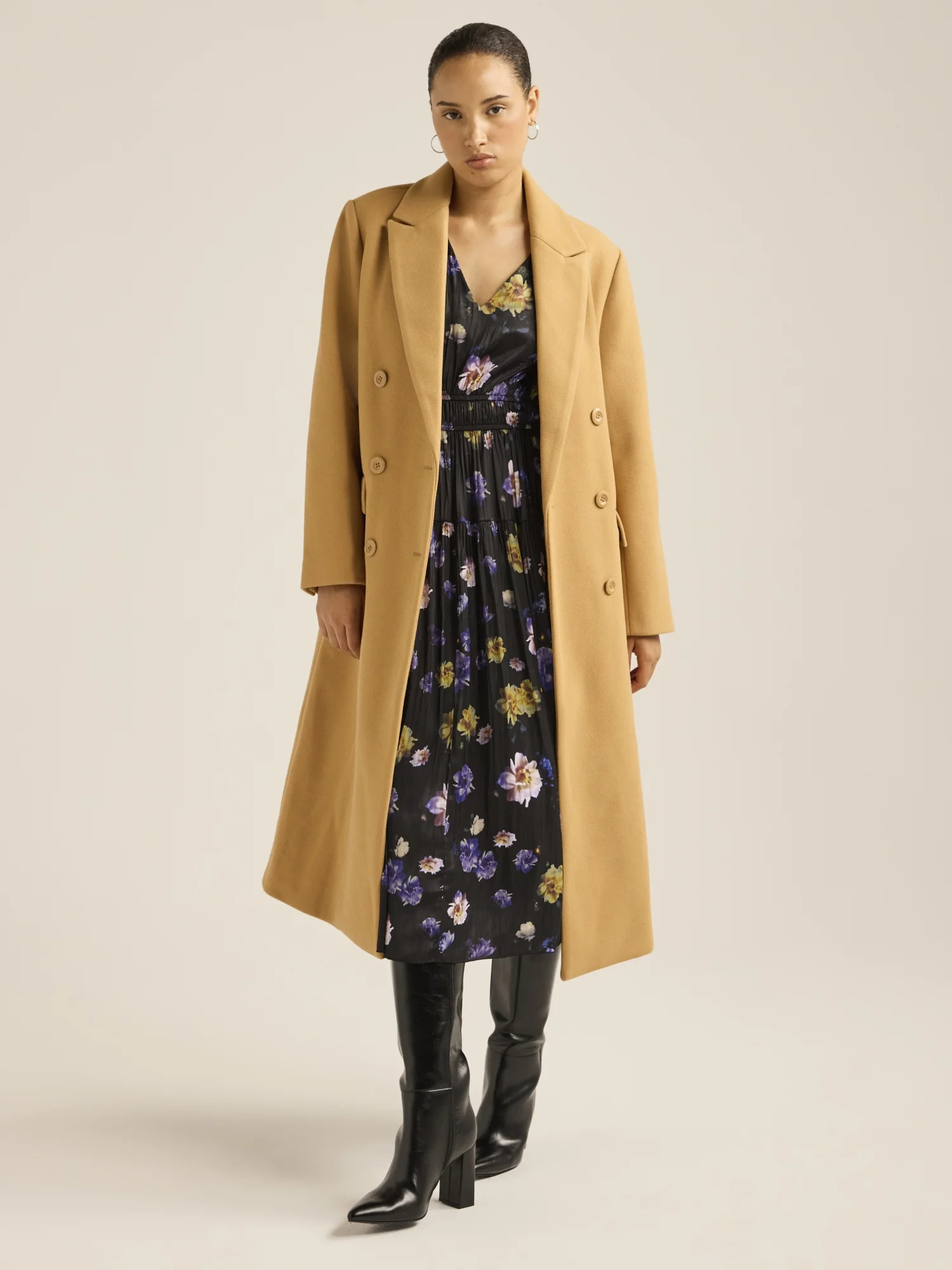 Scoop Women's & Women's Plus Faux Wool Oversized Double Breasted Coat, Sizes XS-4X | Walmart (US)