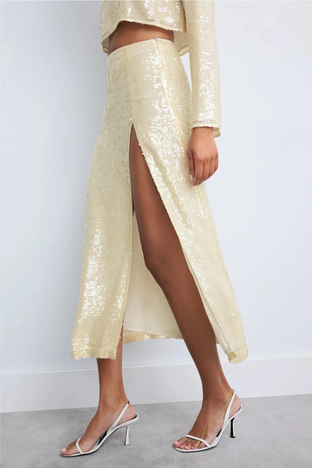 Sequin High Waist Slit Skirt | Rent the Runway