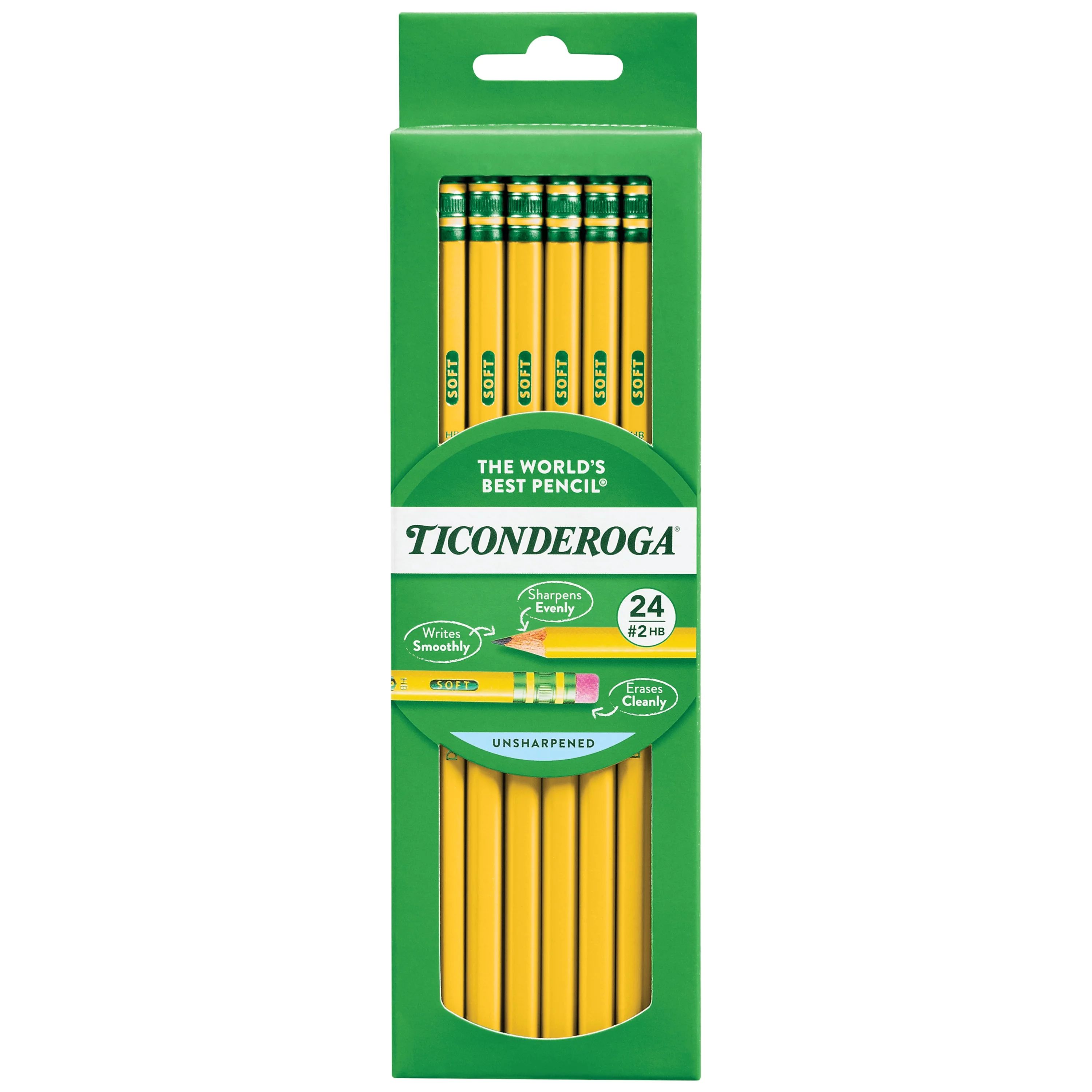 Ticonderoga Premium Wood Pencils, Unsharpened #2 Lead, Yellow, 24 Count - Walmart.com | Walmart (US)