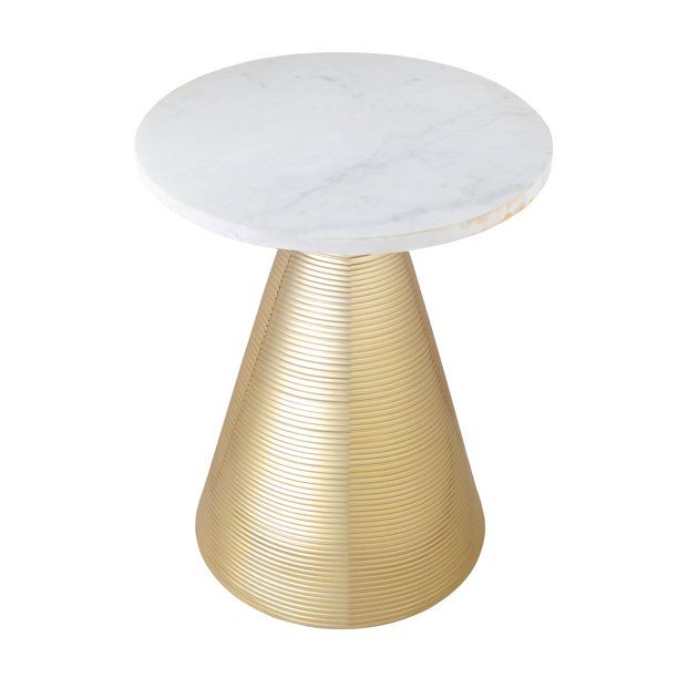 TOV Furniture Tempo White Marble Side Table with Gold Base - Walmart.com | Walmart (US)