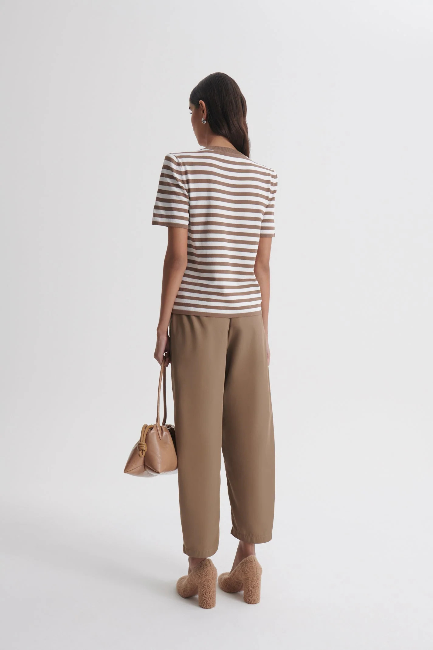 CREPE KNIT STRIPE TSHIRT - WHISKEY - Scanlan Theodore | Scanlan Theodore US