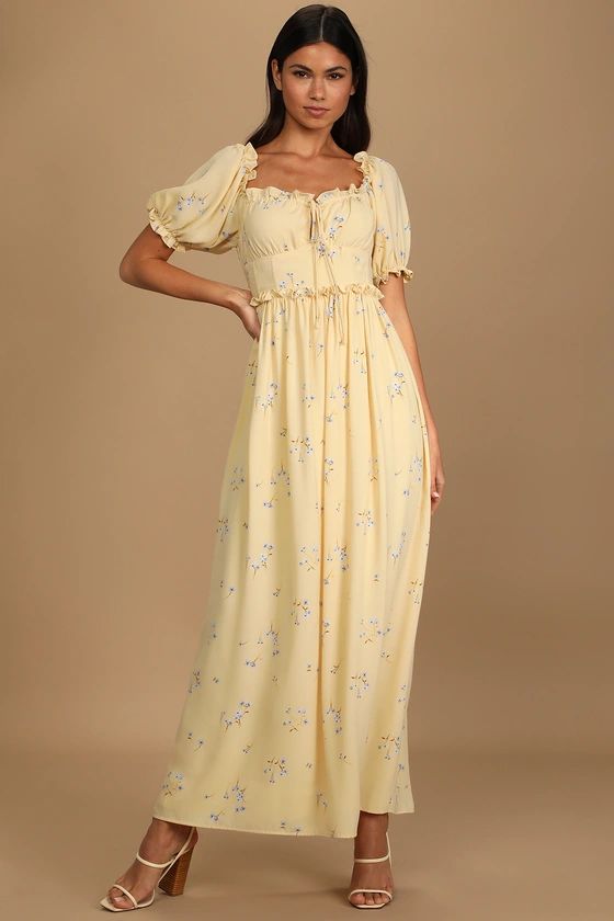 Feeling Special Yellow Floral Print Ruffled Maxi Dress | Lulus (US)