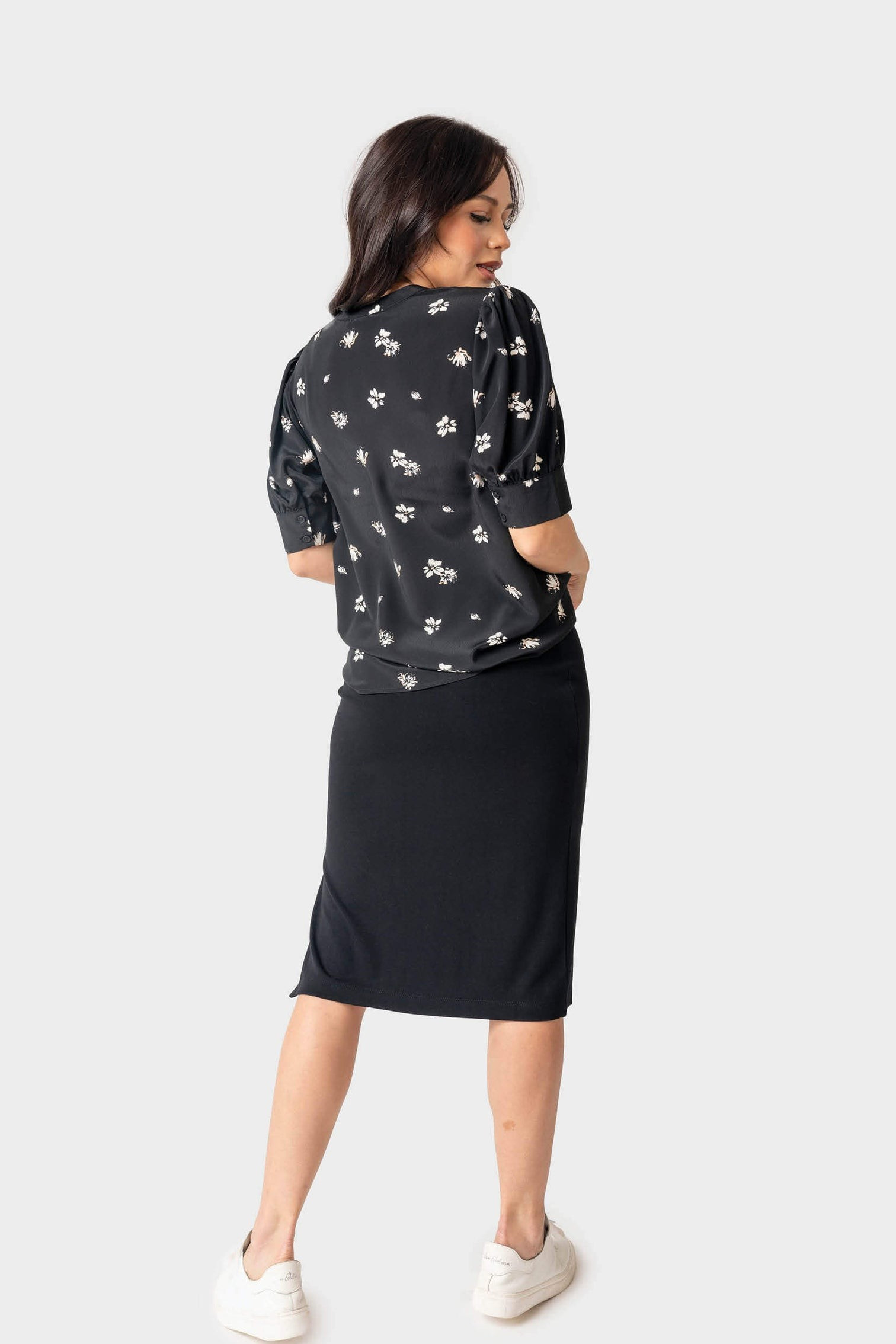 Essential Zippered Side Slit Ponte Skirt | Gibson