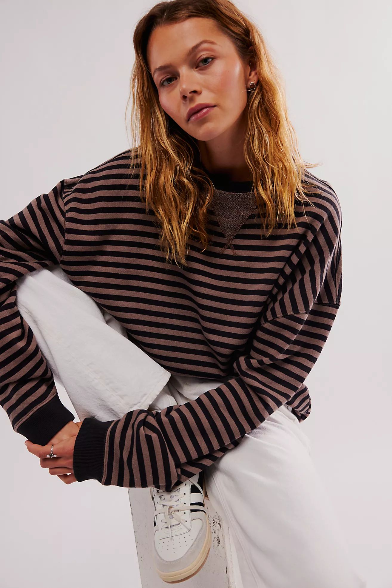 Classic Striped Oversized Crewneck | Free People (Global - UK&FR Excluded)