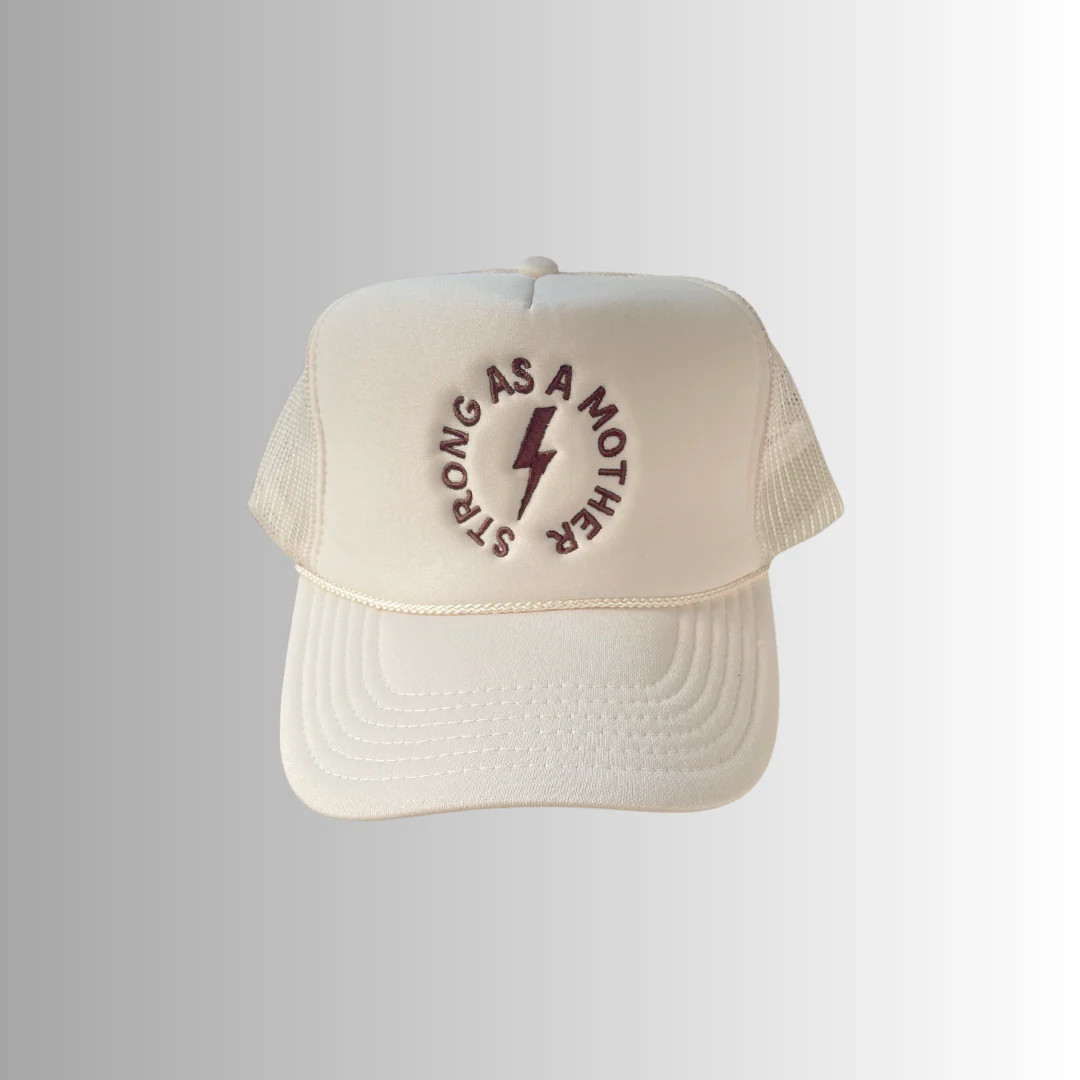 "Strong as a mother" Embroidered Trucker Hat - Sand | Mother Hats
