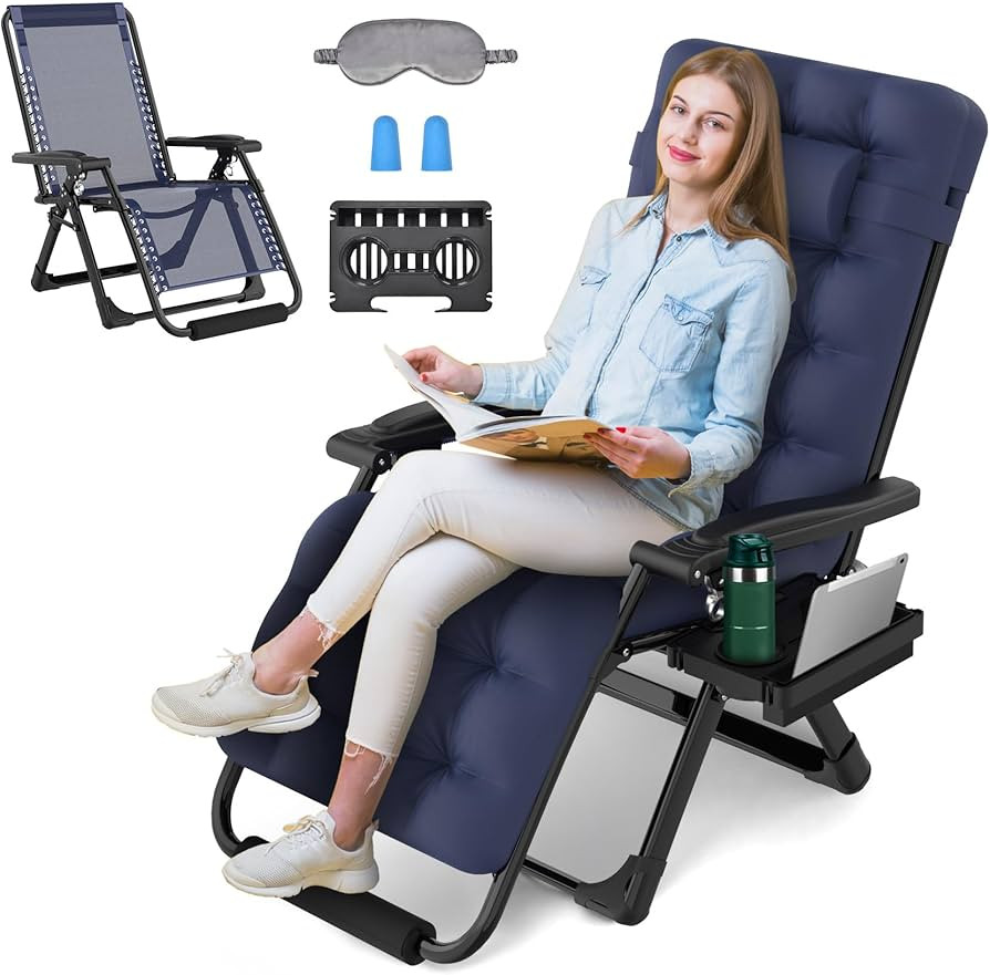 29In XL Zero Gravity Chair w/Cushion, Zero Gravity Recliner Lounge Chair for Indoor and Outdoor, ... | Amazon (US)