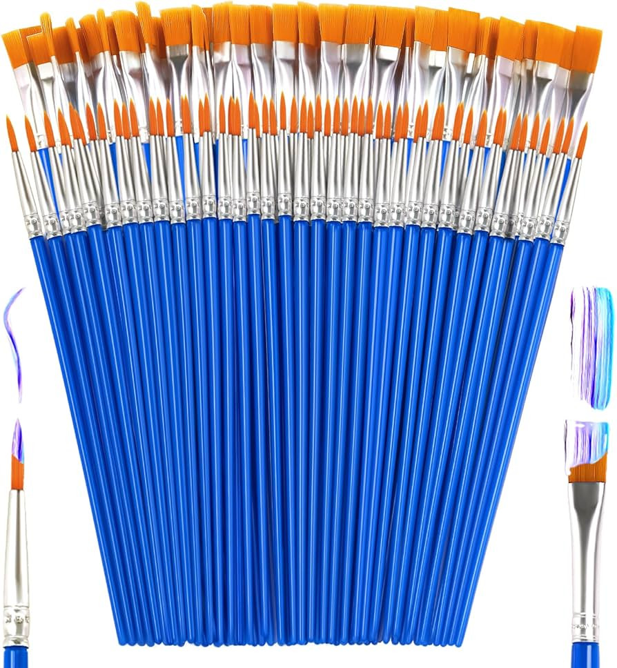 Small Paint Brushes Bulk, 110 Pcs Flat Tip Round Acrylic Paint Brushes for Kids Classroom Acrylic... | Amazon (US)