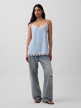 Linen-Blend Lace-Trim Cami | Gap (CA)