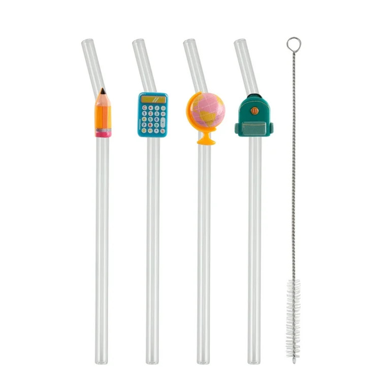 WAY TO CELEBRATE 4 PC GLASS STRAWS WITH BRUSH PDQ-BACK TO SCHOOL - Walmart.com | Walmart (US)