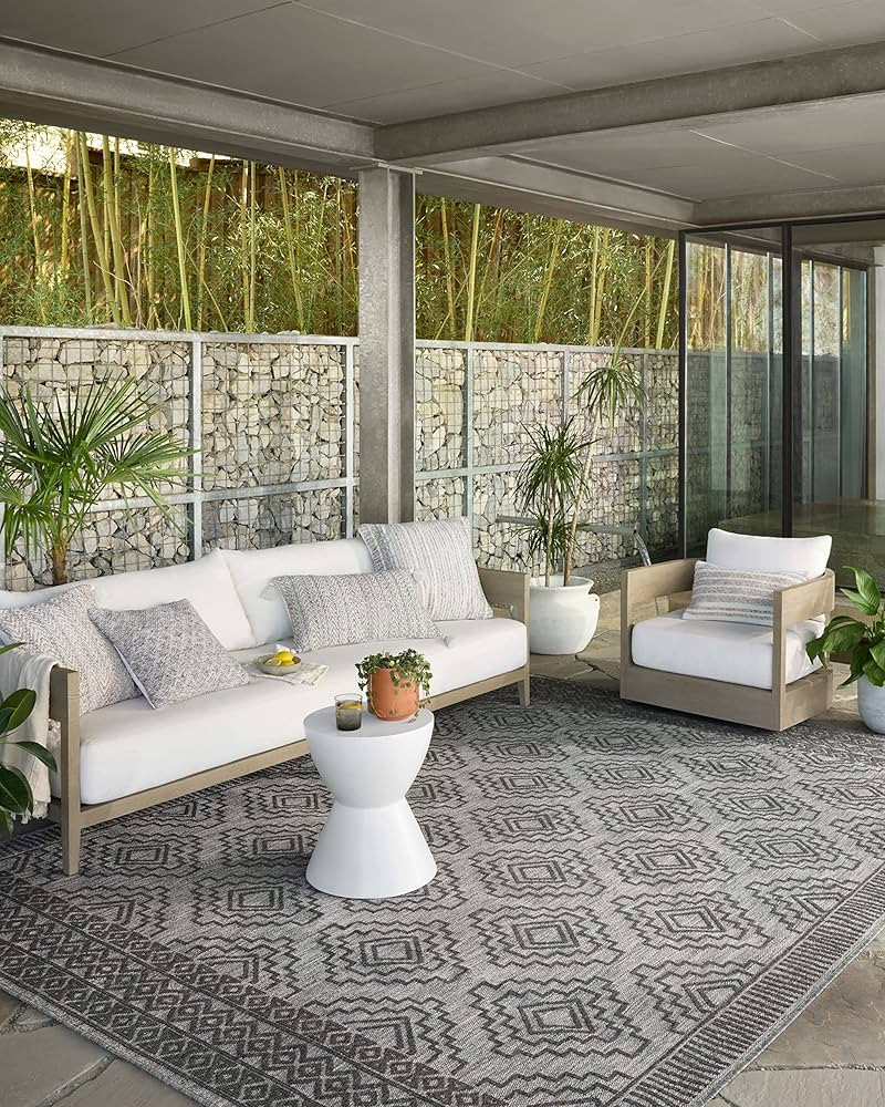 Loloi II Rainier Collection RAI-06 Grey/Charcoal, Indoor/Outdoor 7'-10" x 10'-10" Area Rug | Amazon (US)