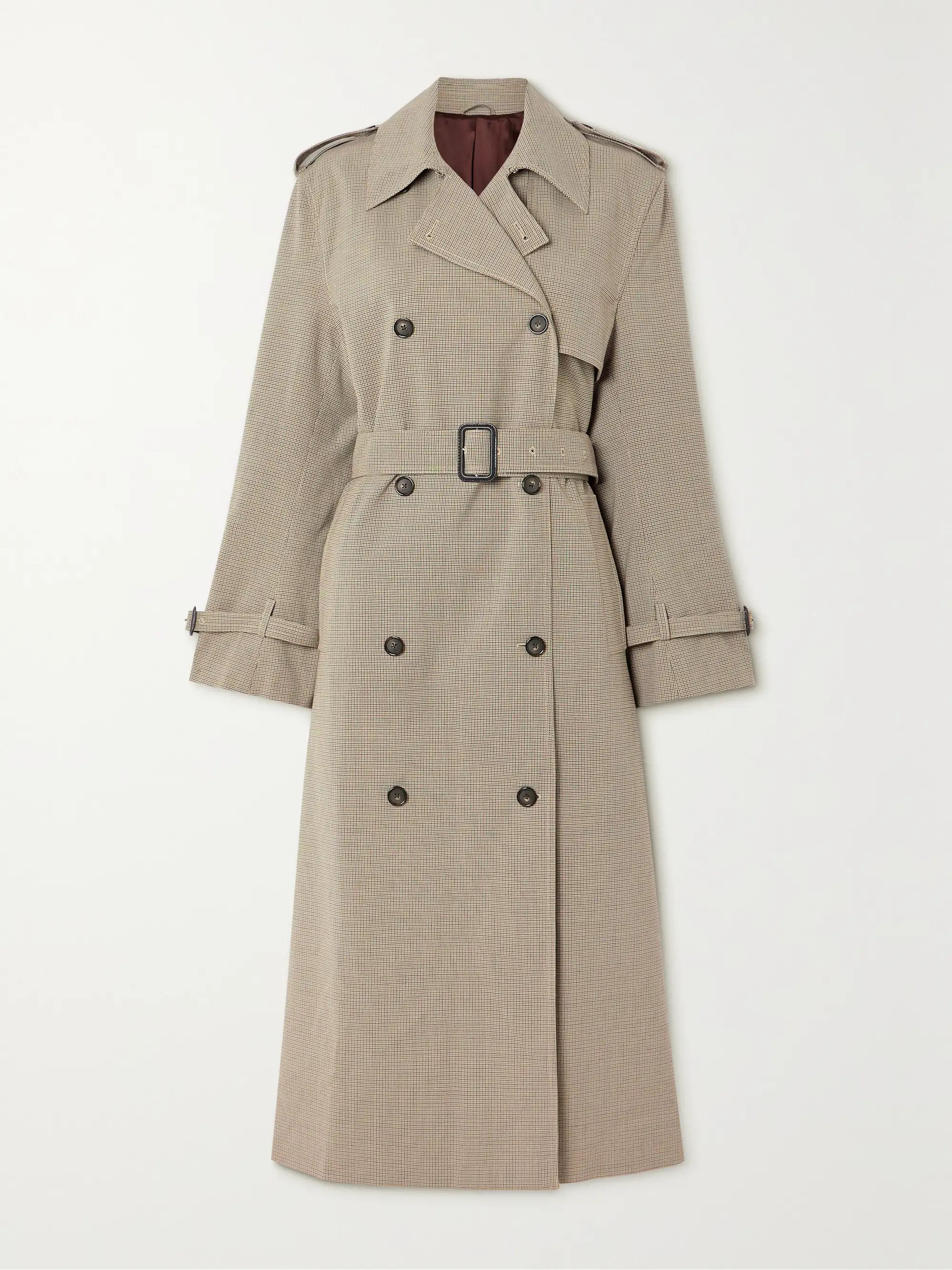 Belted houndstooth wool-blend trench coat | NET-A-PORTER (US)