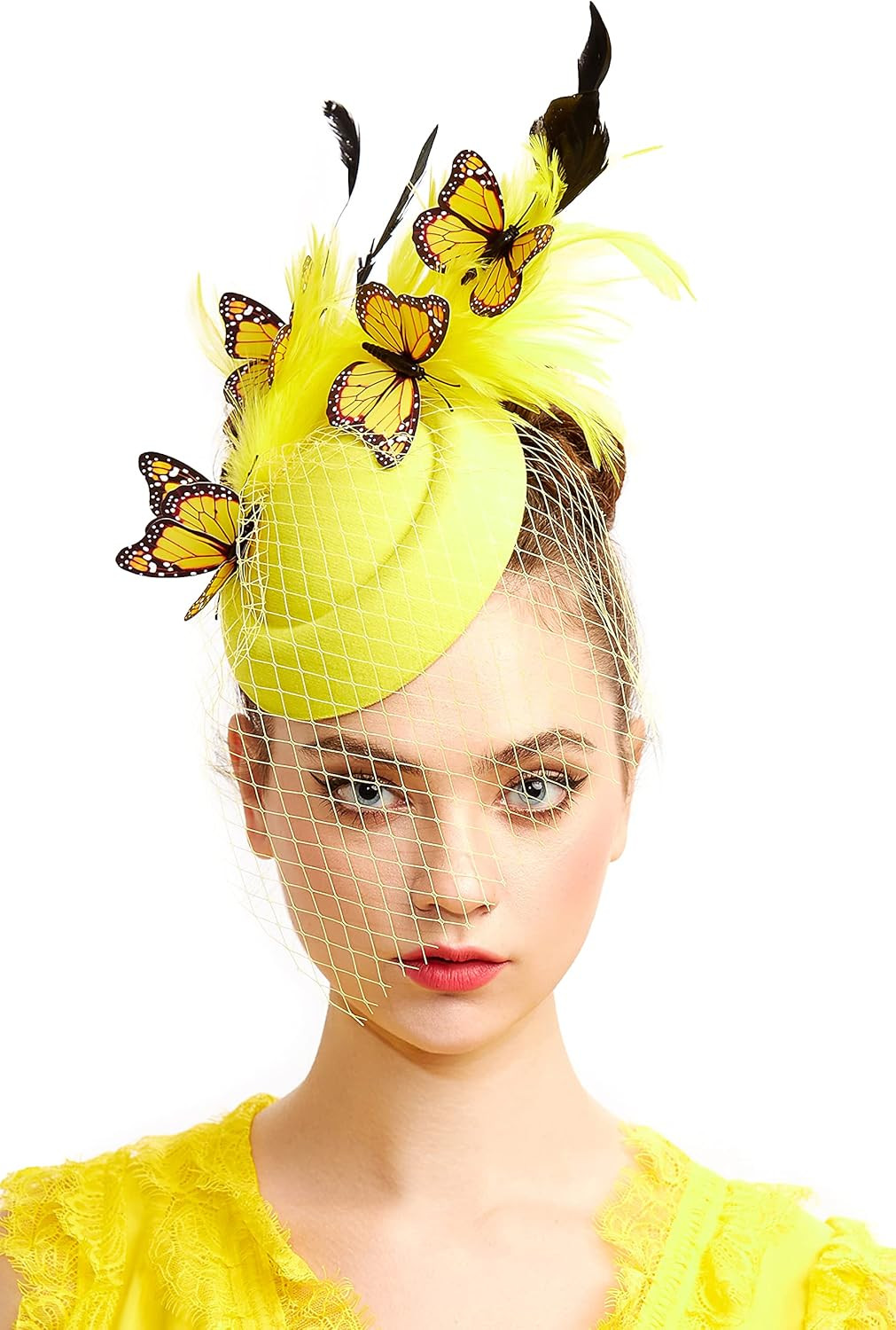 Coucoland Fascinators Hat Tea Party Pillbox Hat Butterfly Fascinator Headband for Kentucky Derby | Amazon (US)