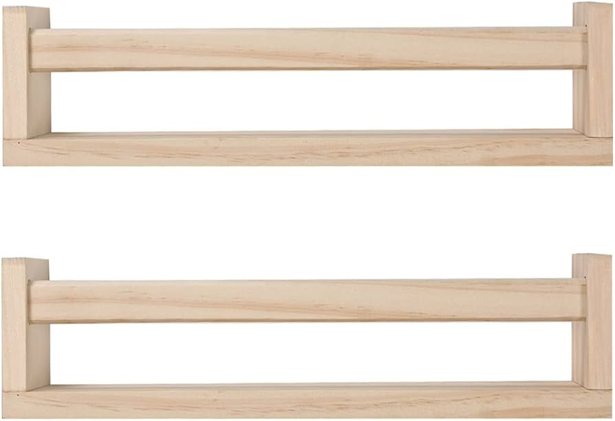 Nursery Floating Book Shelves for Kids Room, Kitchen Spice Rack, or Rustic Wall Mounted Shelves f... | Amazon (US)