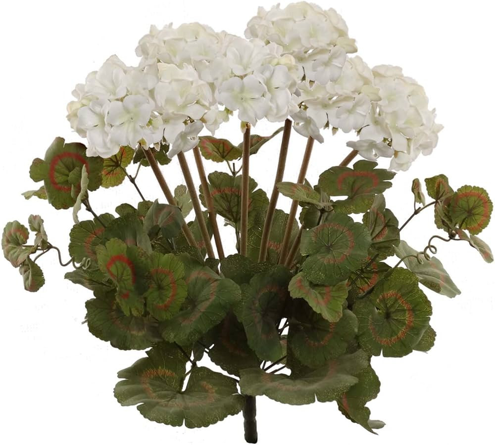 Larksilk White Artificial Geranium Flower Bush | Decorative Silk Artificial Plant Perfect for Out... | Amazon (US)