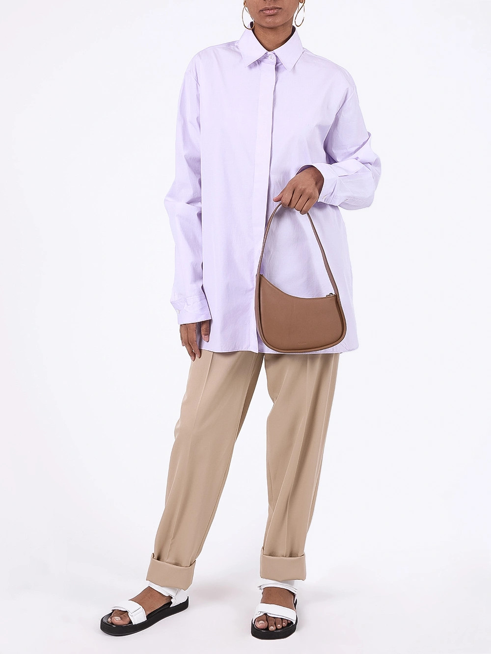 Half Moon Leather Shoulder Bag Brown | The Webster