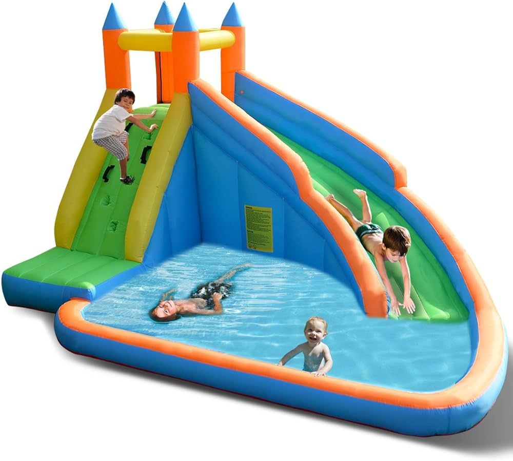 Costzon Inflatable Water Slide, Giant Bouncy Waterslide Park for Kids Backyard Outdoor Fun with C... | Amazon (US)