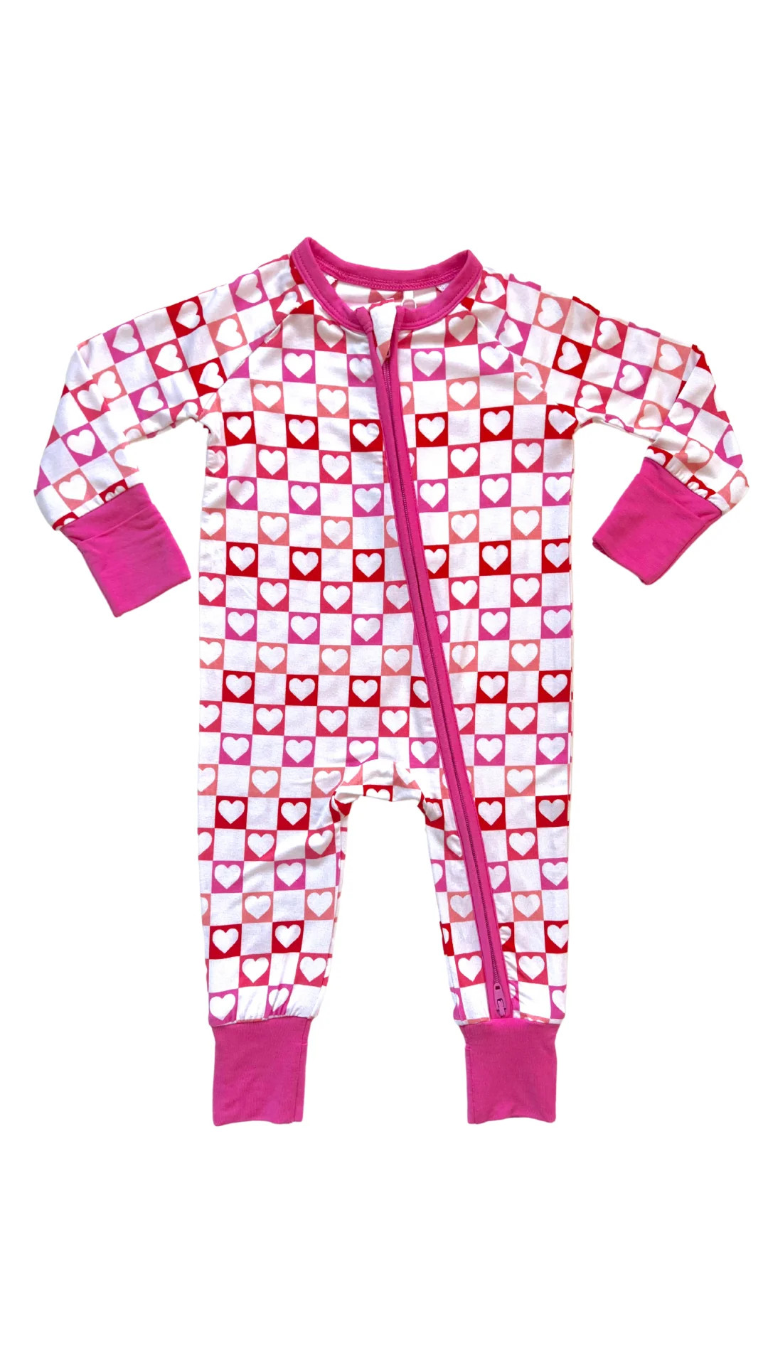 Heart Checkered Zipper Romper | In My Jammers