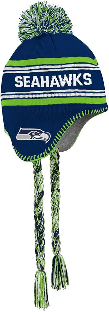 NFL Kids Youth 8-20 Team Color Primary Logo Jacquard Tassel Cold Weather Football Pom Beanie Knit... | Amazon (US)