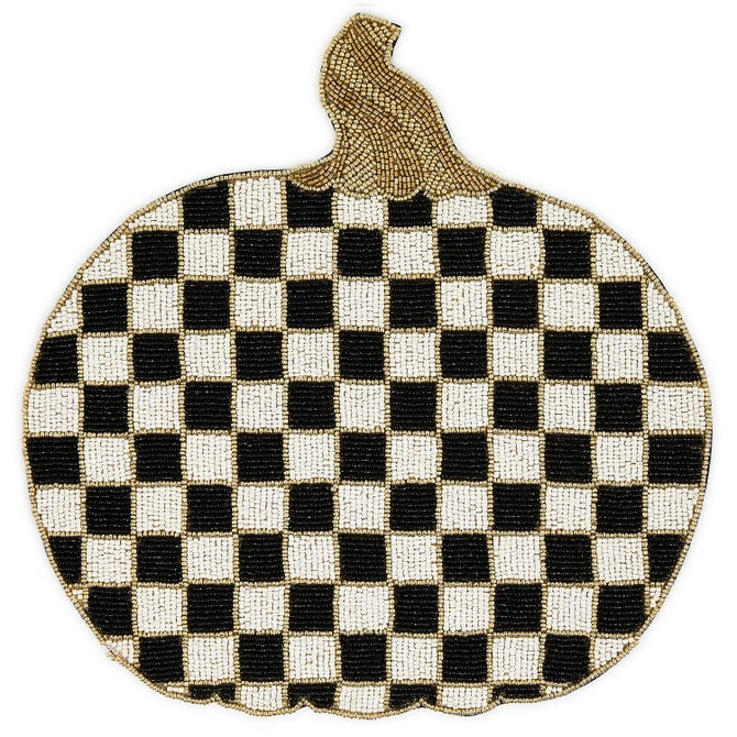 Courtly Check Pumpkin Beaded Placemat | MacKenzie-Childs