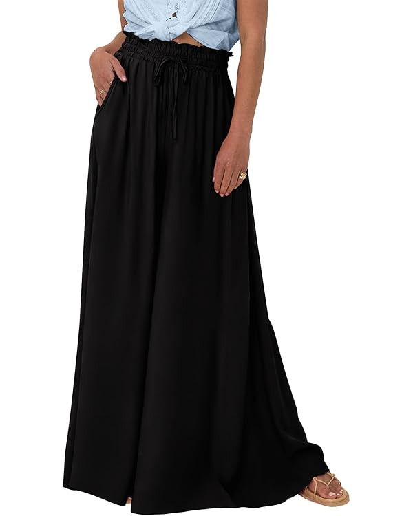 BTFBM Wide Leg Palazzo Pants for Women 2026 Summer Spring Casual High Waisted Flowy Trousers Boho... | Amazon (US)