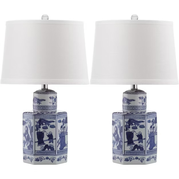 Judy Table Lamp (Set of 2) - White/Blue  - Safavieh | Target