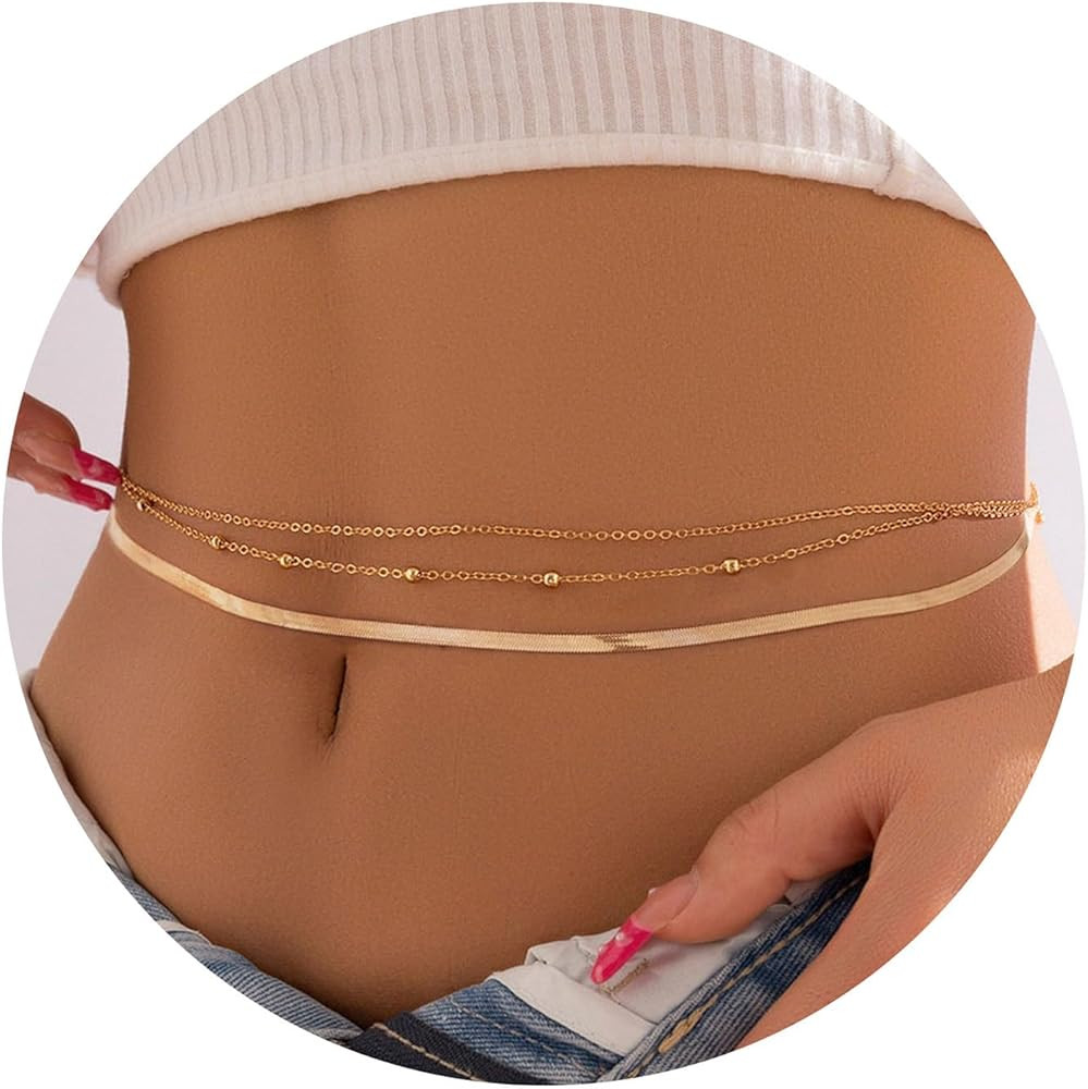Turandoss 1-3PCS 18K Gold Plated Waist Chains for Women - Gold Layered Belly Body Chain for The W... | Amazon (US)