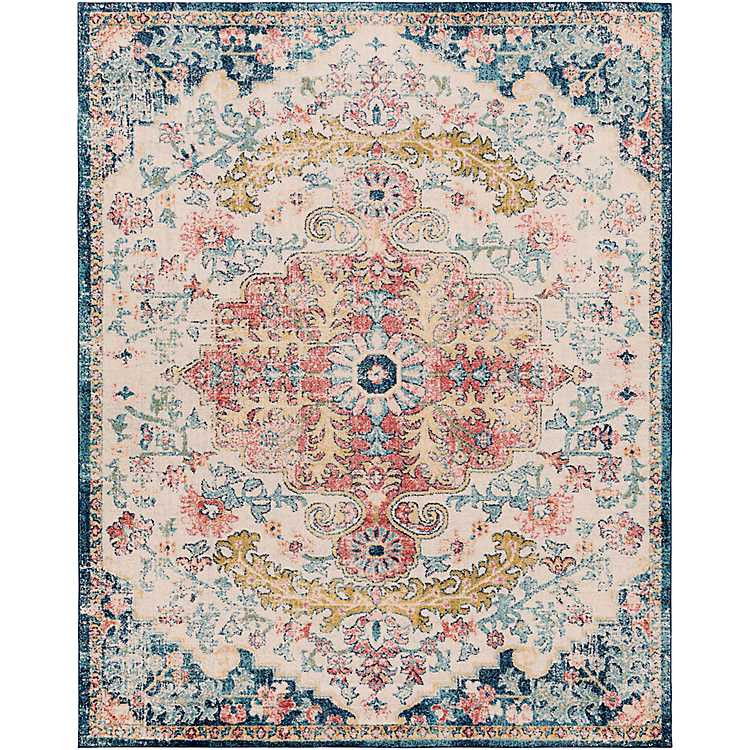 Pink and Blue Traditional Medallion Area Rug, 8x12 | Kirkland's Home