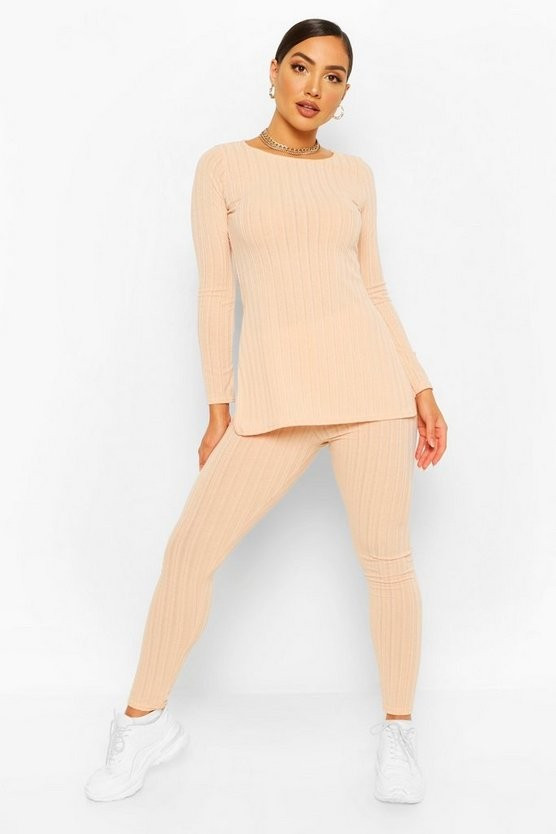 Longline Rib Top & Legging Two-Piece Set | Boohoo.com (US & CA)
